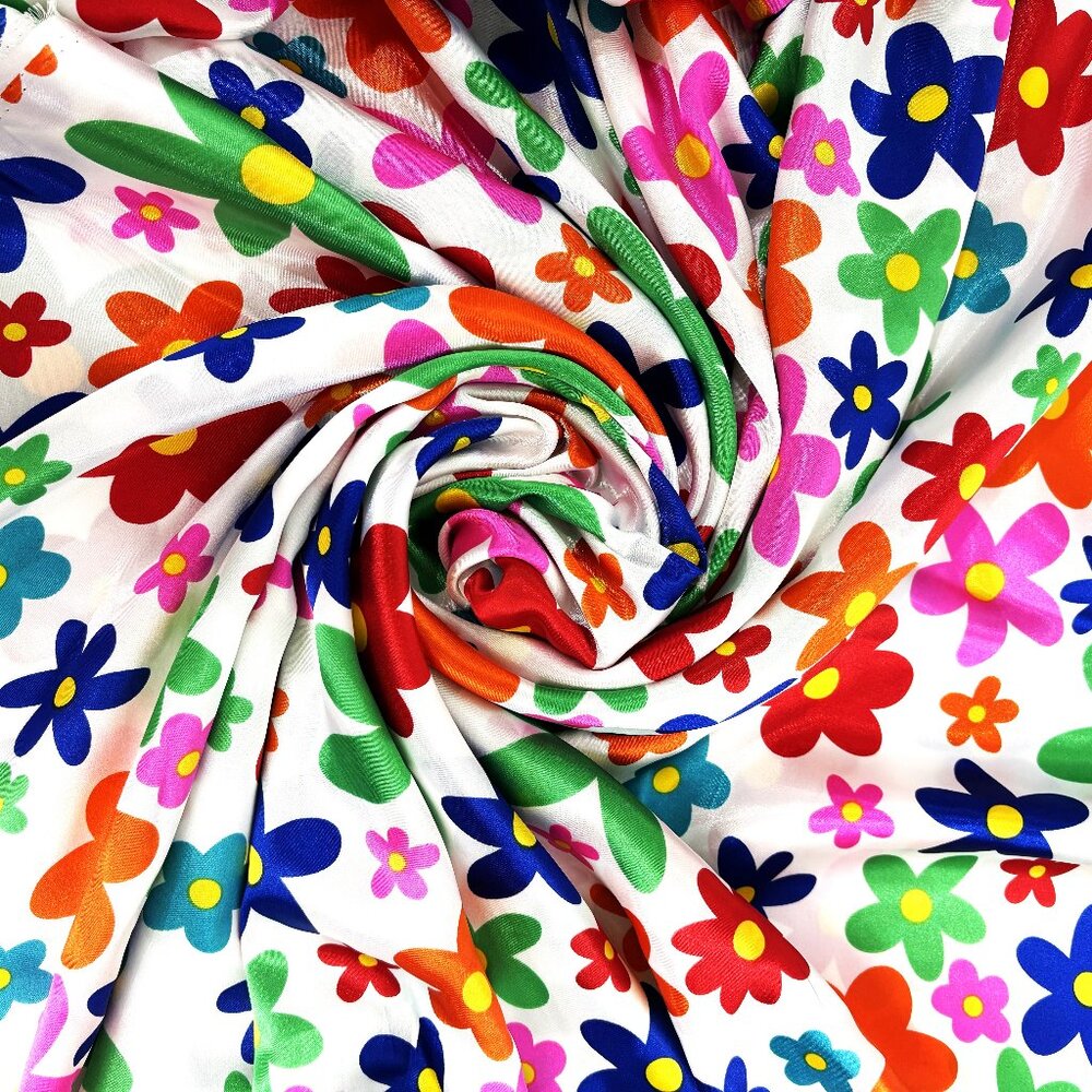 Lauren Lee Ltd Flower Print Silky Fabric for JoAnn’s Vtg 4 Yrds/ 32” x 45" w
